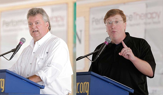 Jim Hood (left) and Tate Reeves (right), two top candidates for Mississippi governor, both say they have never worn blackface or costumes such as Ku Klux Klan uniforms.