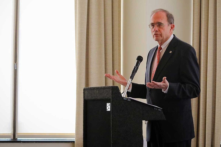 Mississippi Secretary of State Delbert Hosemann, a Republican candidate for lieutenant governor, discussed his ideas on healthcare, teacher pay, building an educated workforce, and more in Jackson on Feb. 25, 2018. Photo by Taylor Langele