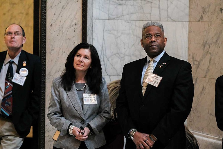 Mississippi Sen. Angela Burkes Hill, R-Picayune, sponsored a resolution calling for a convention of the states to amend the U.S. Constitution. Retired U.S. Army Lt. Col. Allen West, a former Florida congressman, came to the Mississippi Capitol to support the measure on Feb. 21, 2019.