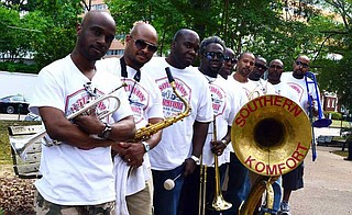 The Southern Komfort Brass Band will perform during this year’s Hal’s St. Paddy’s Festival after the parade on the morning of March 23. Photo courtesy Southern Komfort