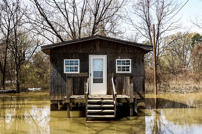 Homes near the Mississippi River Basin in Tchula were completely submerged in late February 2019, and residents are still waiting for water to recede before they return. Photo by Taylor Langele