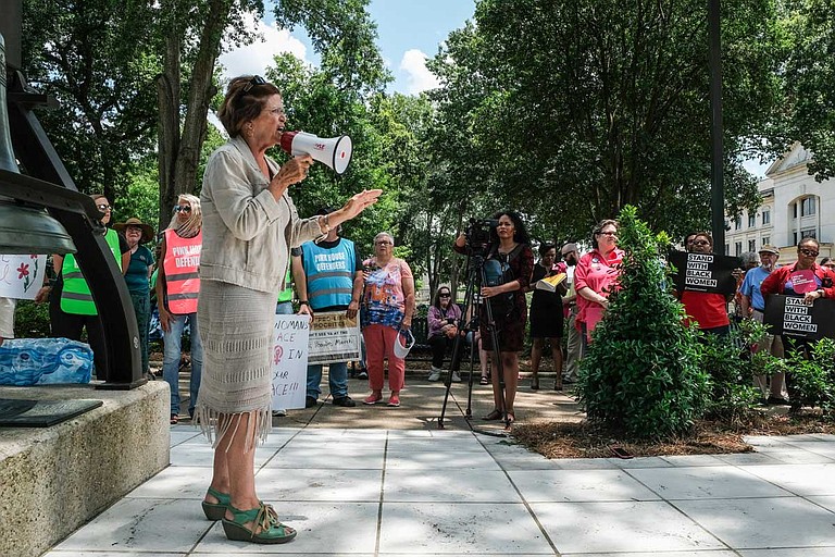 Former state Sen. Gloria Williamson of Philadelphia, Miss., shared a story about a failed pregnancy that nearly killed her in 1963. She told the story at an abortion rights rally outside the Mississippi State Capitol building on May 23, 2019.