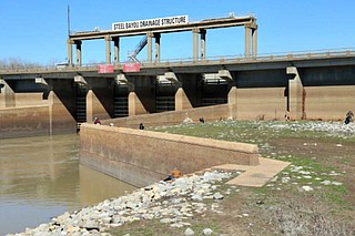 The Mississippi Levee Board says the Steele Bayou floodgate was opened Thursday. The structure north of Vicksburg helps regulate water levels inside a series of levees. Photo courtesy U.S. Army Corps of Engineers