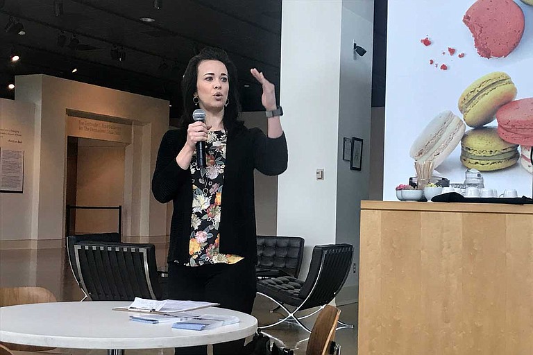 Jamie Grantham explaining the Medical Marijuana 2020 initiative at Refill Cafe's Friday Forum on June 7 inside the Mississippi Museum of Art.