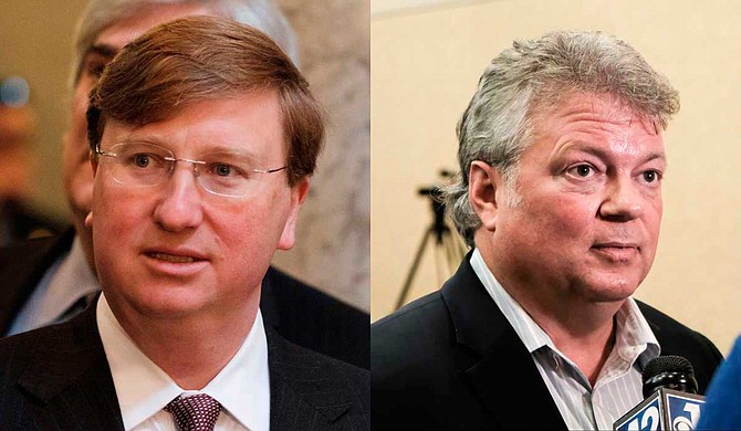 Republican Tate Reeves (left) leads the money race for governor with $6.3 million in cash on hand, while Democratic candidate Jim Hood (right) has $1.2 million.