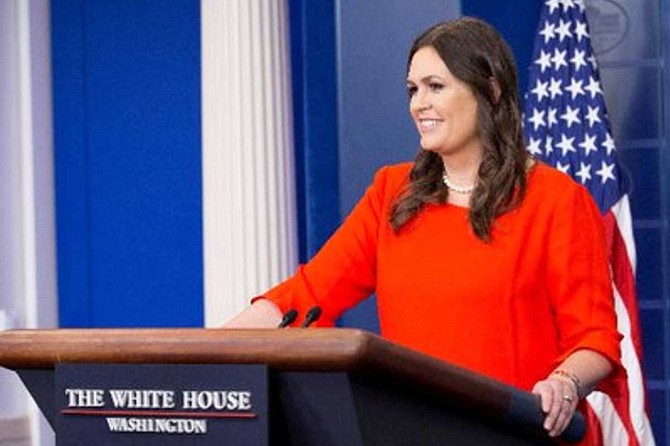 Under Sanders' tenure, regular White House press briefings became a relic of the past. She has not held a formal briefing since March 11. Reporters often catch her on the White House driveway after she is interviewed by Fox News Channel or other TV news outlets. Photo courtesy Twitter/PressSec