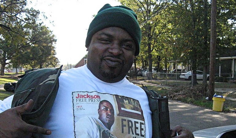 Cedric Willis spent a lot of time visiting students in the Mississippi Youth Media Project. Here he does a podcast interview with a group of students. Photo courtesy Innocence Project New Orleans