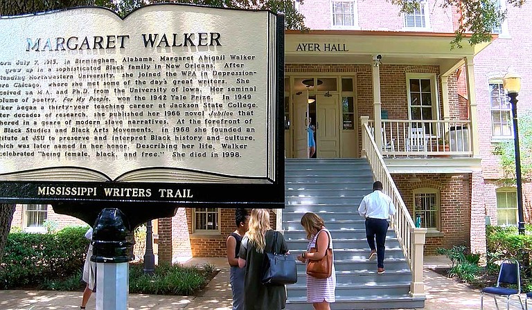 Margaret Walker's Mississippi Writers Trail marker is located at Jackson State University, where she was an English professor from 1949 to 1979 and was also known as Margaret Walker Alexander. Photo courtesy WLBT via AP