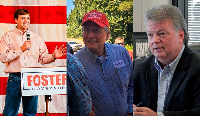 Mississippi Attorney General Jim Hood (right) chided Republicans such as Robert Foster (left) and Bill Waller (center) who follow the so-called “Billy Graham Rule,” which prevents them from being along with women other than their wives. Photo courtesy Robert Foster campaign; courtesy Bill Waller campaign; Arielle Dreher/file photo