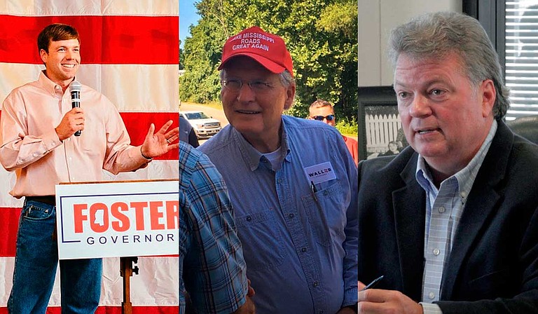 Mississippi Attorney General Jim Hood (right) chided Republicans such as Robert Foster (left) and Bill Waller (center) who follow the so-called “Billy Graham Rule,” which prevents them from being along with women other than their wives. Photo courtesy Robert Foster campaign; courtesy Bill Waller campaign; Arielle Dreher/file photo