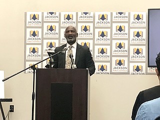 Jackson Public SchoolsSuperintendent Errick L. Greene speaks to an audience about JPS' strategic plan for the next five years at a press conference on July 19.
