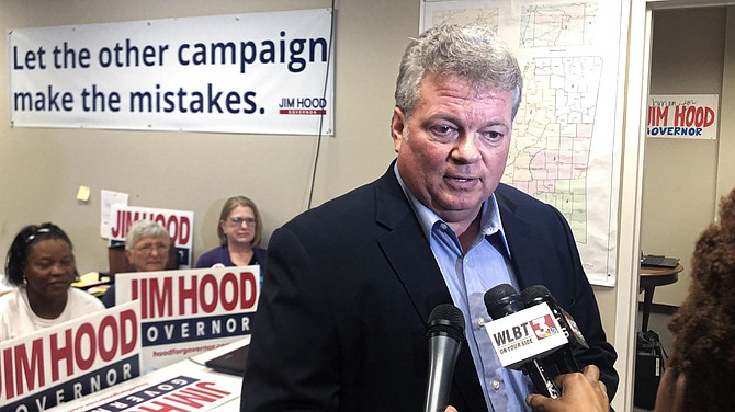 Democratic nominee for Mississippi Gov. Jim Hood speaks to members of the press at his campaign headquarters after Lt. Gov. Tate Reeves wins the GOP runoff for governor on Aug. 27, 2019. Photo by Ashton Pittman