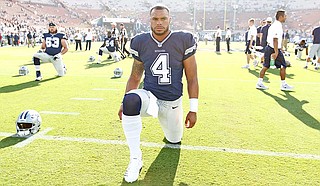 Mississippi State University alumnus and Dallas Cowboys quarterback Dak Prescott recently raised $20,000 to support the university's T.K. Martin Center for Technology and Disability through his Faith, Fight, Finish Foundation. Photo courtesy James D. Smith/Dallas Cowboys