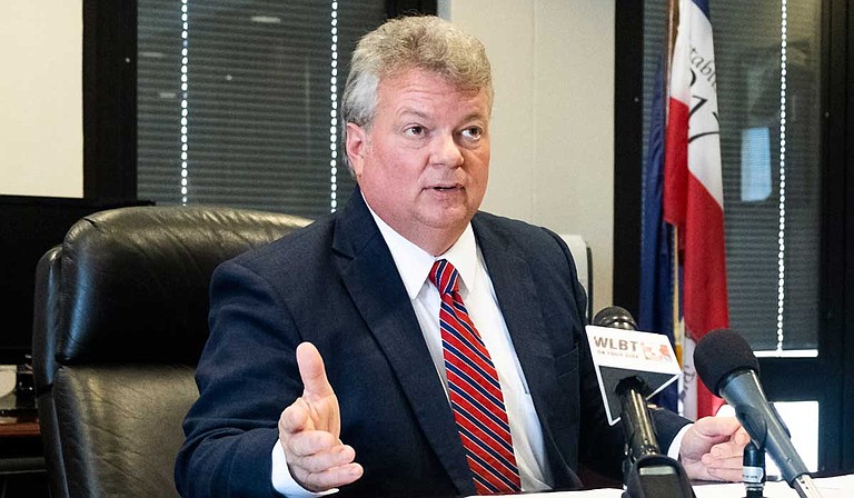 Mississippi Attorney General Jim Hood speaks to reporters during a press conference in his office in downtown Jackson, Miss., on Sept. 4, 2019. Hood responded to U.S. District Court Judge Carlton W. Reeves' ruling that Mississippi is violating the civil rights of residents with mental-health issues. Photo by Seyma Bayram