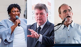 In Mississippi, Stacey Abrams (left) is working to help Democrats in statewide races like nominee for governor Jim Hood (center). Secretary of State Delbert Hosemann, the Republican nominee for lieutenant governor (right), will debate Democratic nominee Jay Hughes Thursday, Sept. 12. Photos by Ashton Pittman