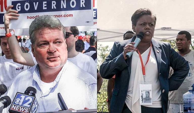 Jennifer Riley Collins (right), the Democratic candidate for Mississippi attorney general, criticized her party's nominee for governor, Jim Hood (left), for his decision not to endorse her or any of his fellow Democrats in the 2019 statewide races. Photo by Ashton Pittman
