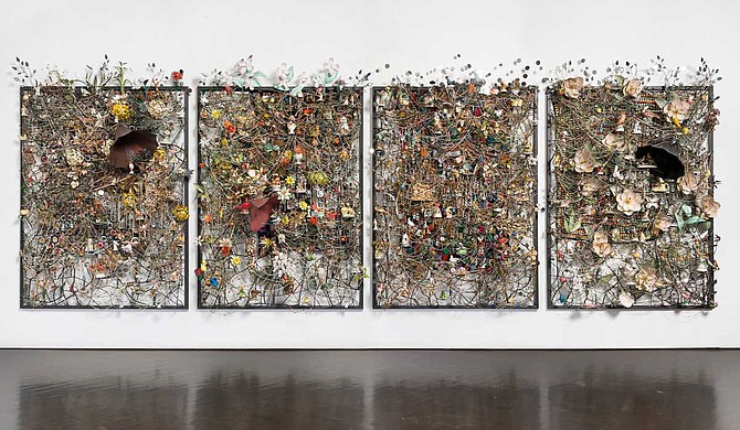 "Nick Cave: Feat." debuted at Frist Art Museum in Nashville, Tenn., in 2017. The exhibit includes 17 works, including 10 of Cave's signature "soundsuits," which are wearable sculptures made from repurposed everyday objects. Photo courtesy James Prinz Photography