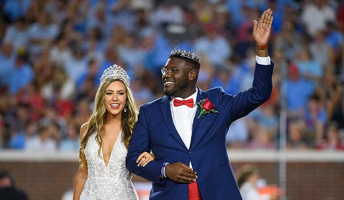 Homecoming Queen Ciara Knapp and Homecoming King Carl Tart during Ole Miss vs. Vanderbilt homecoming football game in Oxford, Miss., Saturday, Oct. 5, 2019. Photo by Thomas Graning/Ole Miss Digital Imaging Services