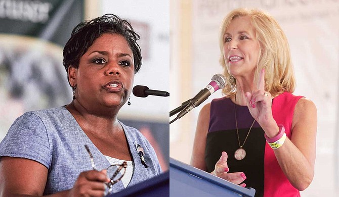Democrat Jennifer Riley Collins (left) is a military veteran and former executive director of the American Civil Liberties Union of Mississippi. Her opponent, Republican state Treasurer Lynn Fitch (right), was a staff attorney for the Mississippi House Ways and Means Committee and director of the state Personnel Board. Photos by Ashton Pittman and Imani Khayyam