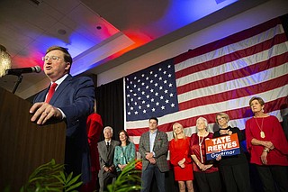 Mississippi Lt. Gov. Tate Reeves delivers his victory speech after winning the Mississippi governor's seat.