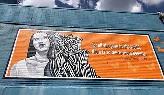 Scott Allen painted a mural honoring Frances Fortner. Photo by Amber Helsel