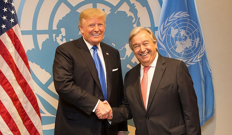 U.N. Secretary-General António Guterres (pictured here with Donald Trump) urged countries Monday not to lose hope in the fight against climate change, as representatives from nearly 200 countries gathered in Madrid for a two-week meeting on tackling global warming. Official White House Photo by Shealah Craighead