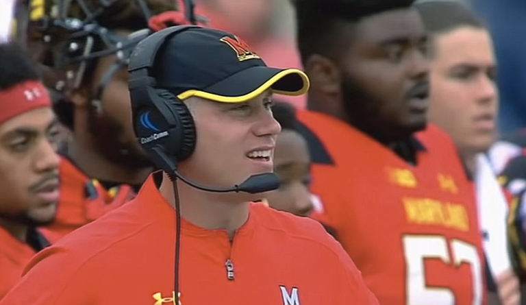 The University of Mississippi's new assistant football coach, D.J. Durkin, was part of a toxic and dangerous team culture at the University of Maryland, where player Jordan McNair died after a practice in summer heat. Screenshot courtesy ESPN