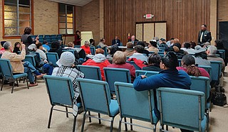 At a tense gathering of west Jacksonians affected by last week's flooding, residents railed against the region's management of its waterways. Photo by Nick Judin