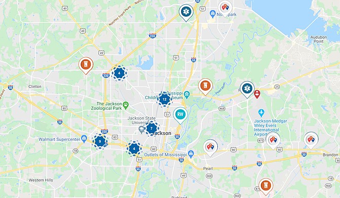 Screenshot of HIV/AIDS testing centers in Jackson from hiv.gov.