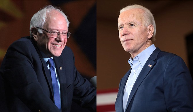 Former Vice President Joe Biden (right) campaigned in the state Sunday, working to shore up support among African Americans, who make up 38% of Mississippi's population and an even larger share of the Democratic electorate. Vermont U.S. Sen. Bernie Sanders (left) canceled a plan to appear Friday in Jackson so he could campaign in Michigan, which is awarding more delegates in its primary Tuesday. Photos by Gage Skidmore
