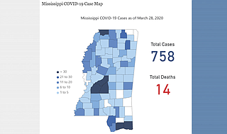 The MSDH reported one new death and 95 new cases of  COVID-19, bringing their total to 758. Cases have now been reported in 74 of Mississippi's 82 counties.