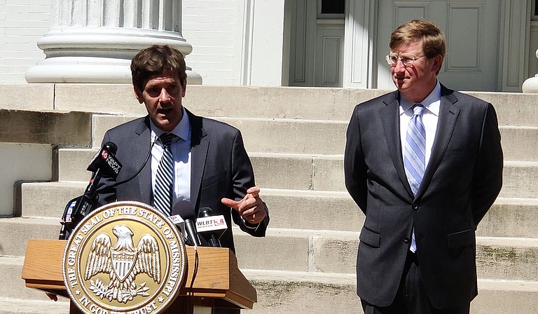 For a state looking to interdict COVID-19 while keeping businesses running, the South Korean model is appealing, and both Gov. Tate Reeves (right) and State Health Officer Dr. Thomas Dobbs (center) believe it can work in Mississippi. Photo by Nick Judin