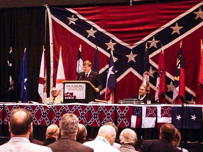 Mississippi Gov. Tate Reeves spoke at the Sons of Confederate Veterans' national reunion in Vicksburg, Miss., in July 2013. Photo via R.E. Lee Camp 239 SCV Facebook group.