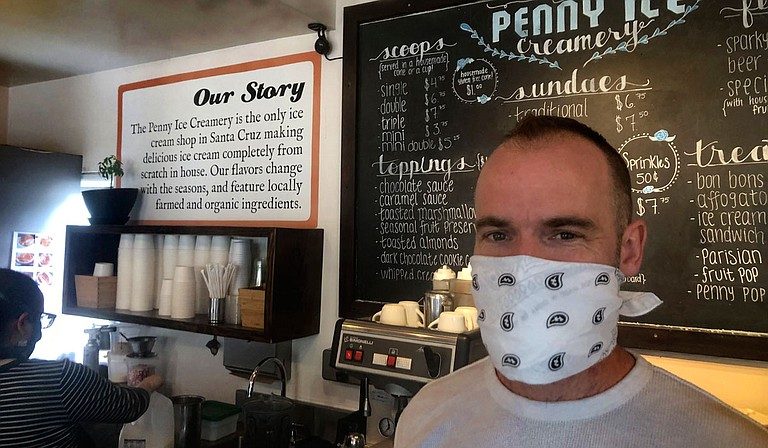 Zachary Davis at The Penny Ice Creamery in Santa Cruz, Cali. Photo by Martha Mendoza via AP