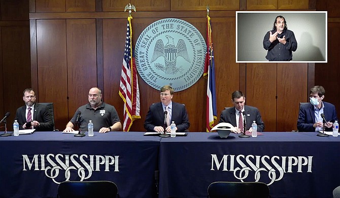Gov. Tate Reeves insisted at an afternoon press conference that he possessed the authority, through state statute, to spend the federal relief money intended for COVID-19 recovery. Legislative leadership plans to challenge that authority when they reconvene Friday afternoon. Courtesy State of Mississippi.