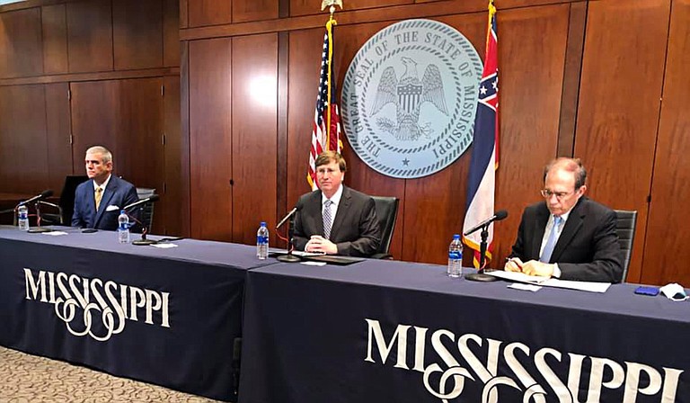 Mississippi Republican Gov. Tate Reeves did a dramatic about-face Thursday, saying that state legislators will have a role in deciding how to spend $1.25 billion the state is receiving from the federal government as part of a massive coronavirus relief package. Photo courtesy Delbert Hosemann