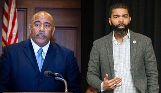 Columnist Adofo Minka calls out Hinds County Supervisor David Archie (left) and Jackson Mayor Chokwe A. Lumumba (right) for expanding the police state and militarization against black people. Photos courtesy Hinds County/Stephen Wilson