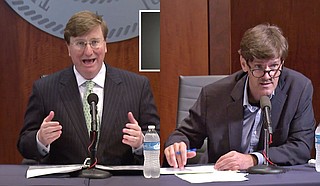 Gov. Tate Reeves (left) is ending Mississippi’s transitional COVID-19 shutdown period, while State Health Officer Dr. Thomas Dobbs (right) has agreed to obey the court order compelling the release of long-term care facility names to the press. Photo courtesy State of Mississippi