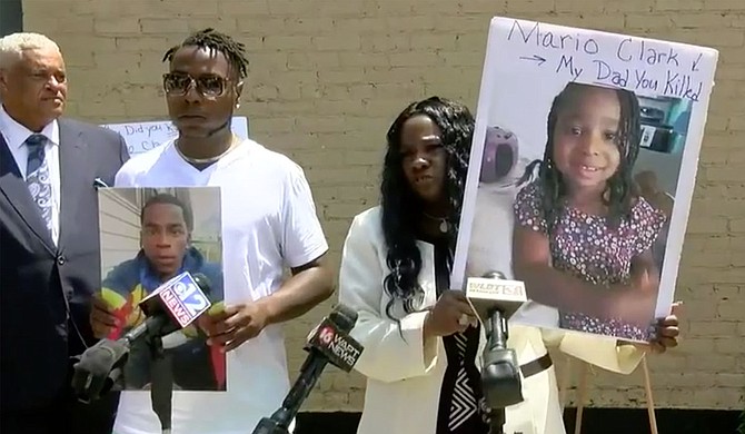 Attorney Dennis Sweet III convened four families at his office in Jackson on June 9 to speak out about police brutality. Three of four of the cases resulted in death. Photo courtesy WLBT Screencap