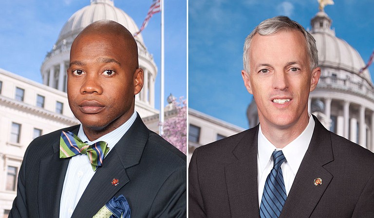 Senate Minority Leader Derrick Simmons, D-Greenville, and Sen. David Blount, D-Jackson, introduced a resolution on June 11, 2020, to change the state flag, building on the momentum of the national conversation on race. Photo courtesy Mississippi Senate