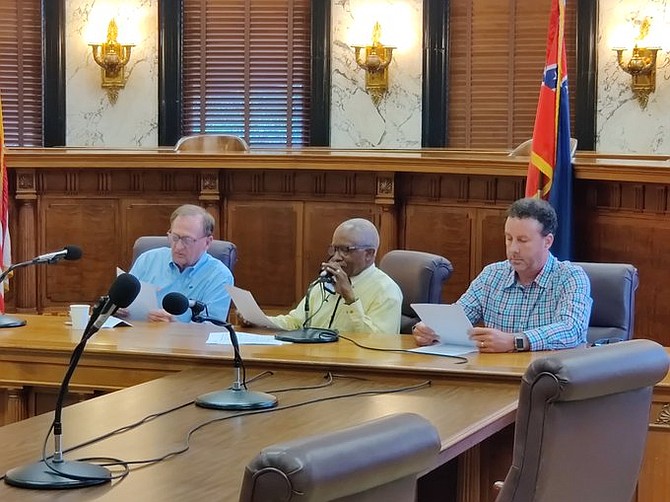 Democratic state Sen. Hillman Frazier of Jackson served on a commission in 2000 that held public hearings about whether to change the flag. Here he sits (center) on the Senate rules committee in 2020. Photo by Nick Judin.