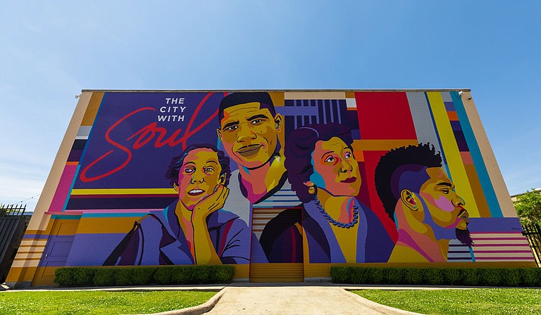 Visit Jackson will hold an official unveiling ceremony for the “JXN Icons” mural at the Old Capitol Inn on Thursday, July 23, at 6 p.m. Photo courtesy Tate Nations/Visit Jackson