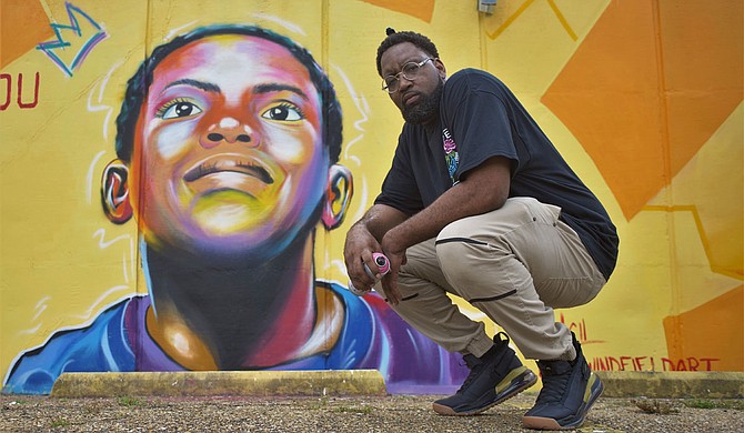 In July, Jackson native and artist Christopher Windfield finished his Ellis Avenue mural, “Young King,” which faces New Horizon Church. Photo by Delreco Harris