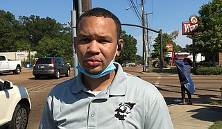 Strong Arms of Jackson Co-Director Terun Moore at the Unity in the Community Rally on Sunday, Oct. 4, 2020. Photo by Kayode Crown