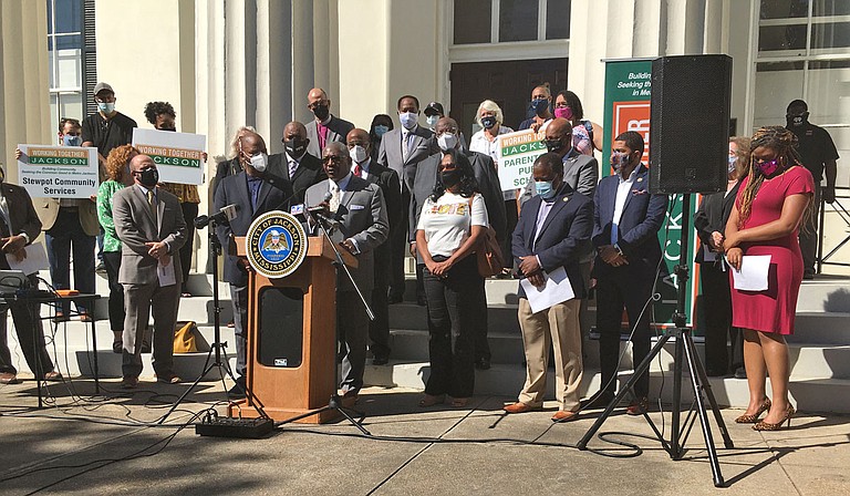 Mississippi State Sen. John Horhn, D-Jackson, addressed at Working Together Jackson’s launch of a $1-million fundraising initiative for Jackson Public Schools on Oct. 21. Photo by Kayode Crown