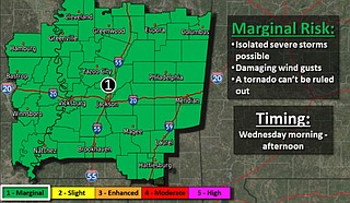 Severe weather—including tornadoes—will be possible across large parts of the South and Midwest just before Thanksgiving, forecasters say. Photo courtesy weather.gov