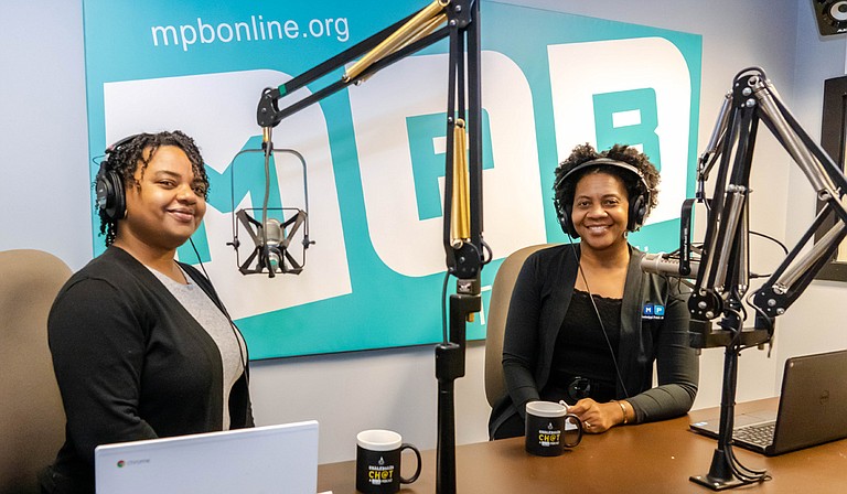 Co-hosts Germaine Flood (left) and Tara Wren (right) lead Mississippi Public Broadcasting’s latest podcast, “Chalkboard Ch@t.” Photo courtesy Antonio Mack