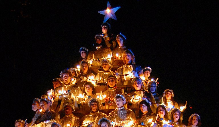 Belhaven University has selected and compiled video performances of its Singing Christmas Tree event going back a decade and photographs from as far back as the 1940s to honor its annual tradition in lieu of a live performance for 2020. Photo courtesy Belhaven University