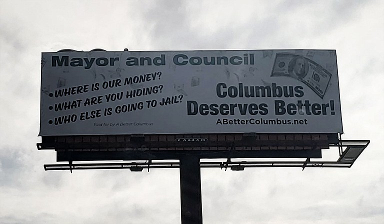 New political group A Better Columbus, which Leslie Sorrell and her husband Will Sanders recently founded, uses a billboard ad to criticize Columbus city leaders. Courtesy web