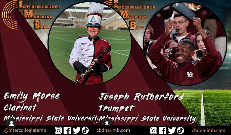 Four members of the Mississippi State University Famous Maroon Band will take part in a virtual intercollegiate marching band event for the College Football Playoff National Championship game on Monday, Jan. 11. Photo courtesy MSU